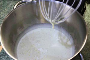 Whisk the eggs until frothy