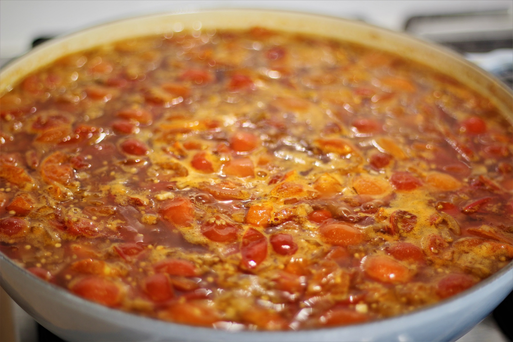 red tomato chutney simmering