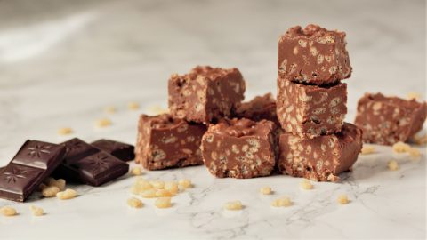 homemade chocolate peanut butter crispies bites