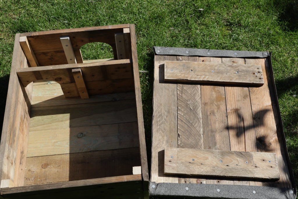 How To Make A Hedgehog House From Scrap Pallet Wood showing the inside