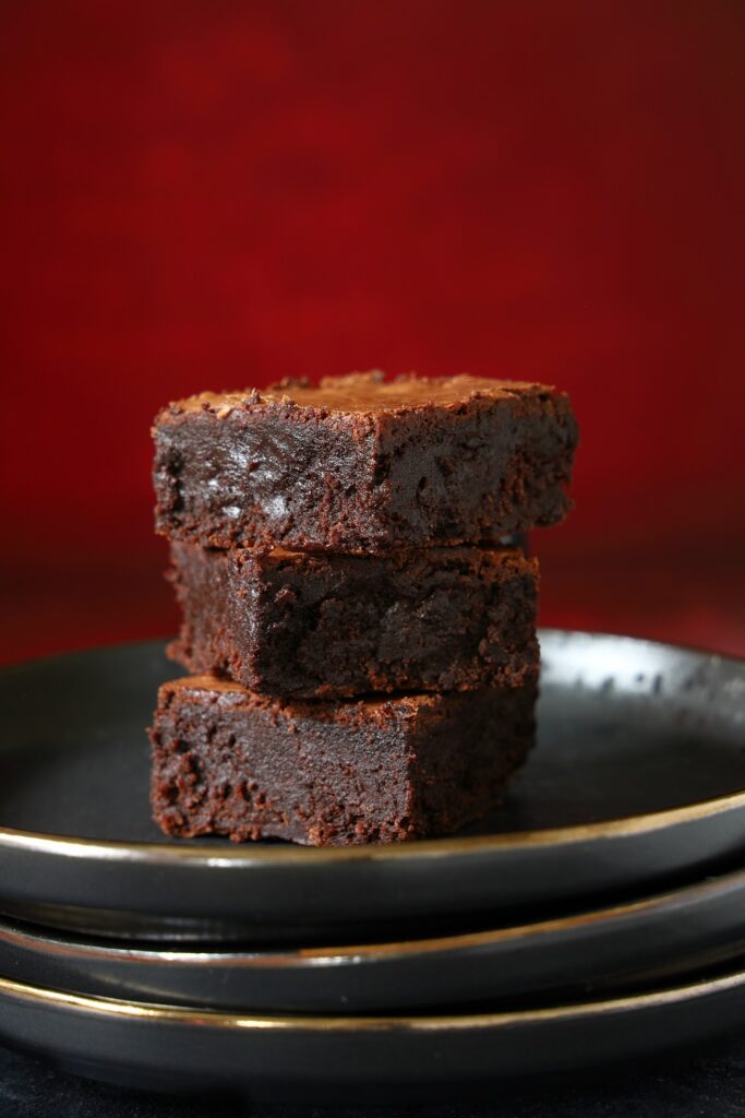 A stack of chocolate brownies